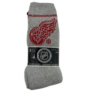 NHL | Boy's Detroit Red Wings Sport Socks | Grey & White | Size 8-10